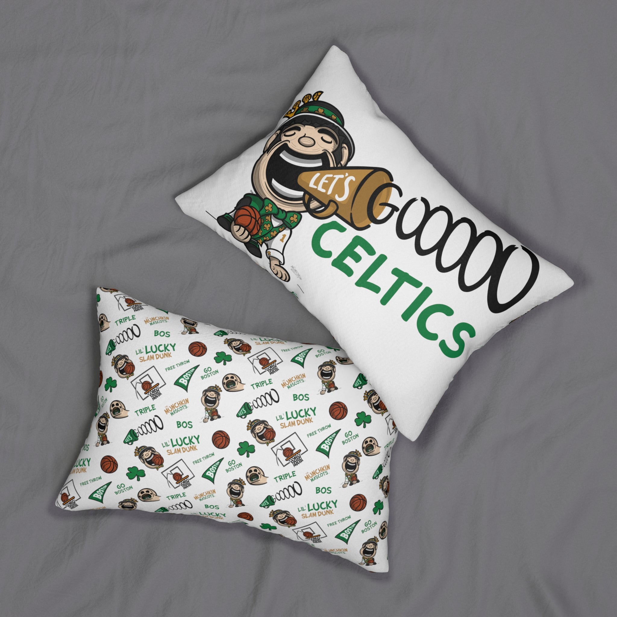 Spun Polyester Lumbar Pillow - Pattern - Lil' Lucky BOS Basketball