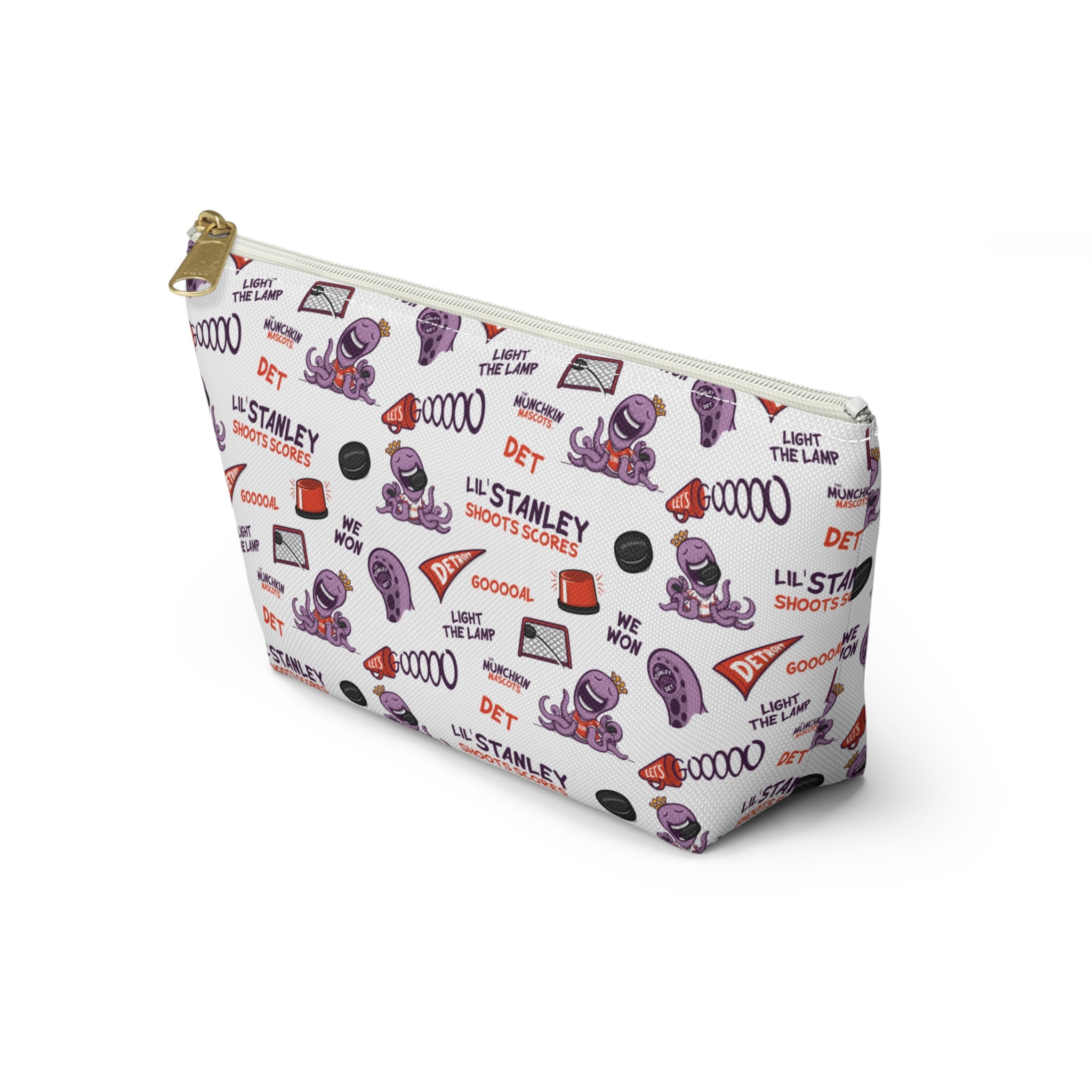 Detroit Hockey Accessory Pouch Lil' Stanley Themed | Hand-Drawn Art | Gifts for Kids
