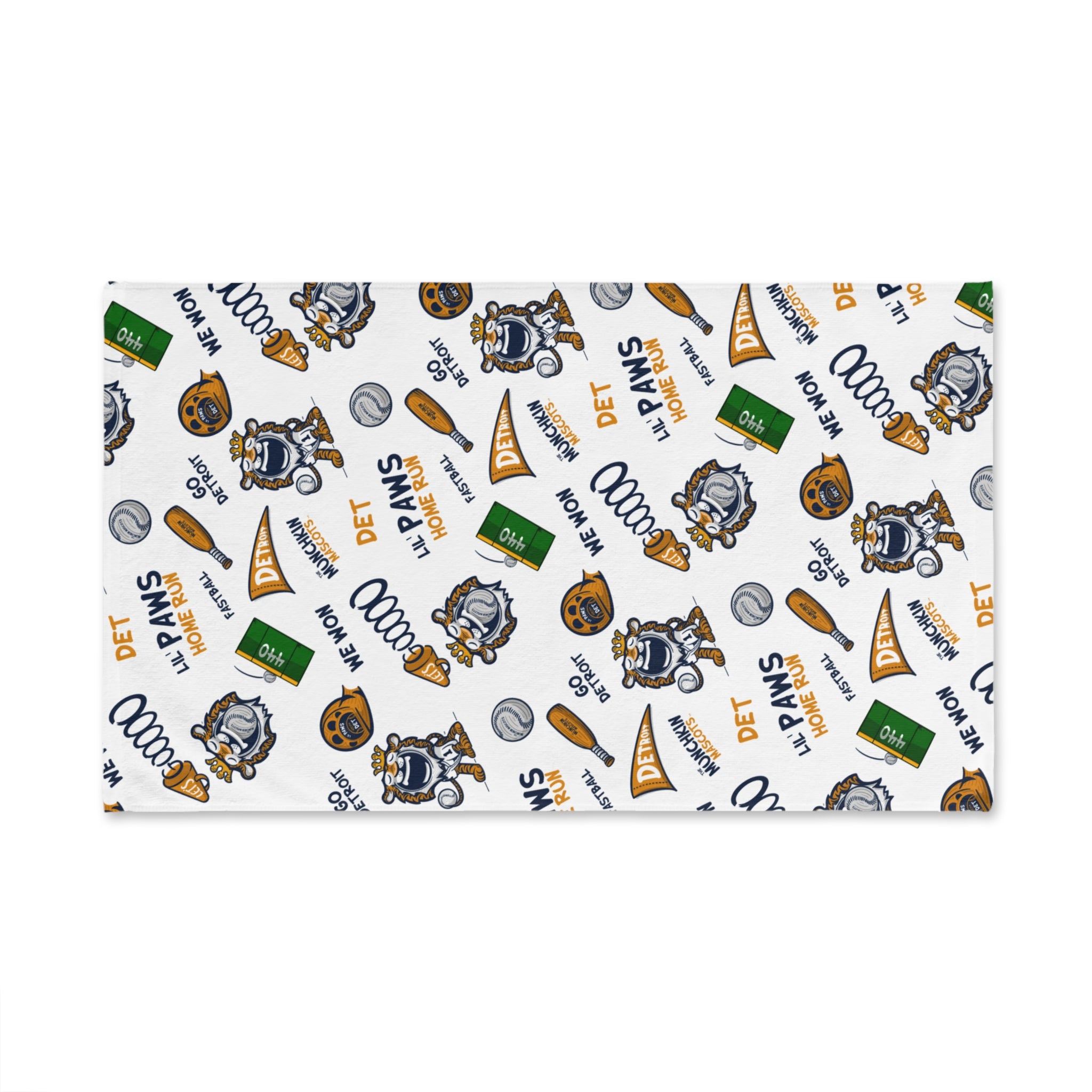 Detroit Baseball Hand Towel Lil' Paws Pattern | Hand-Drawn Art | Gifts for Kids