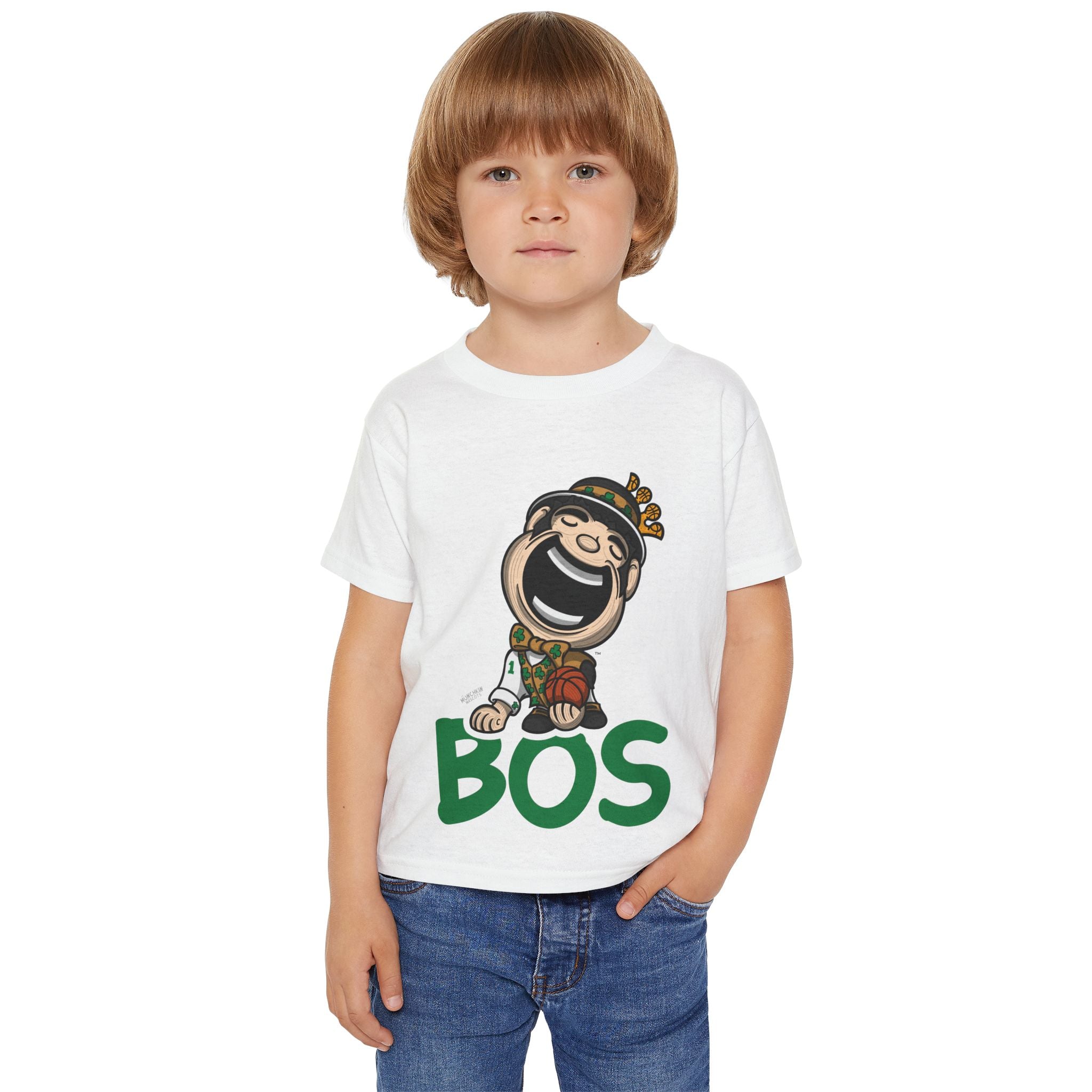 Boston Basketball Toddler Tshirt Lil' Lucky 'BOS' | Hand-Drawn Art | Gifts for Kids