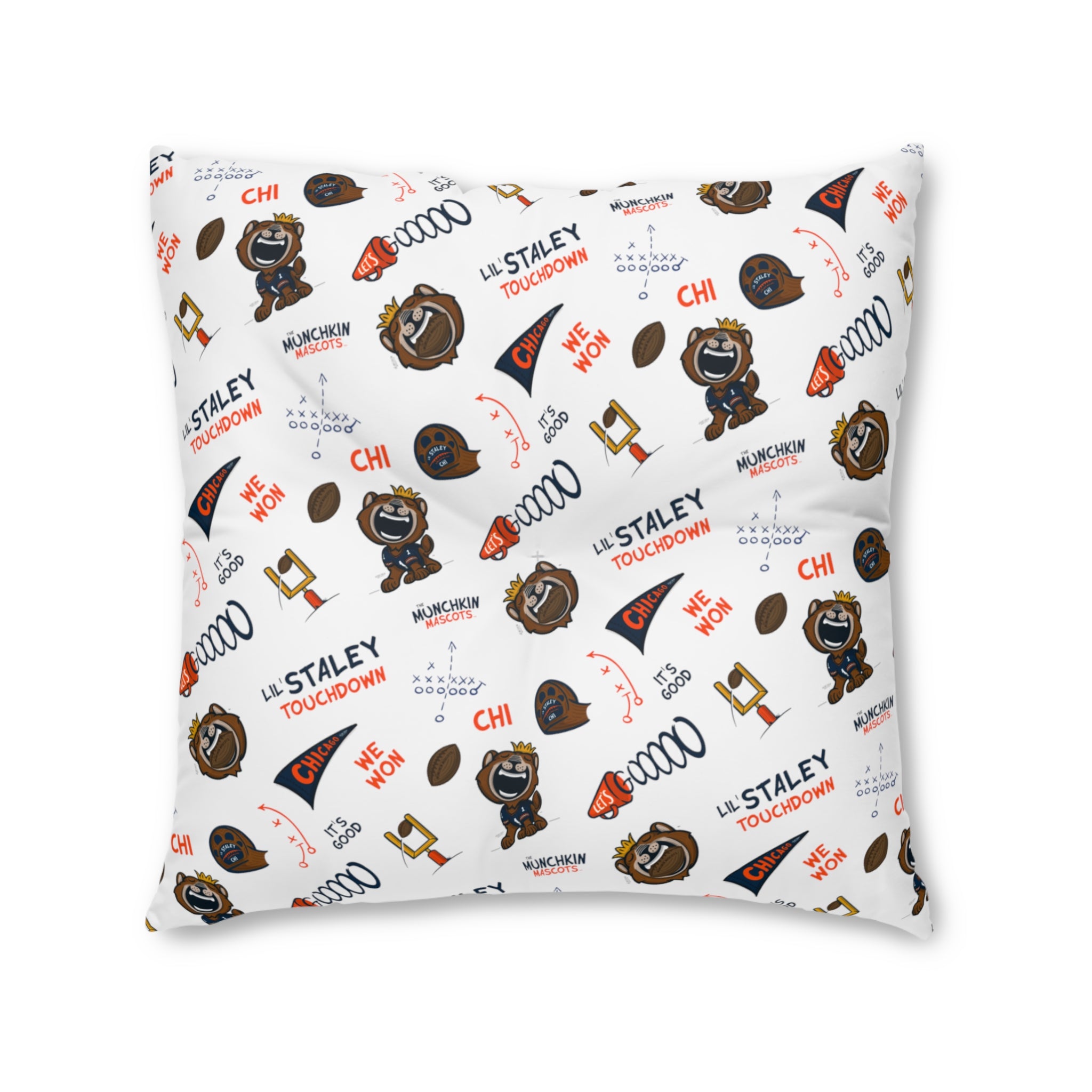 Tufted Floor Pillow, Square - Pattern + Future - Lil' Staley CHI Football