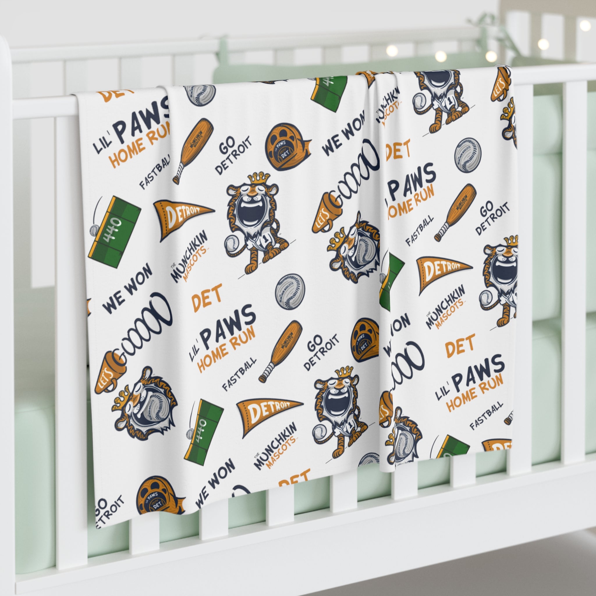 Baby Swaddle Blanket - Pattern - Lil' Paws DET Baseball