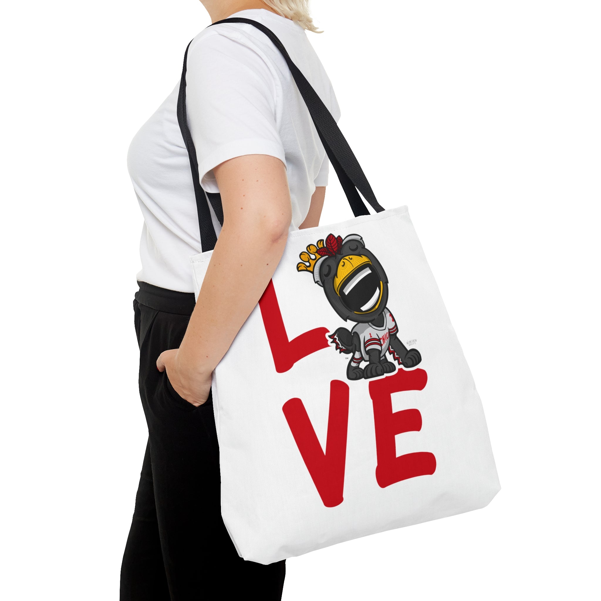 Tote Bag (AOP) - LOVE + Lets Go - Lil' Tommy CHI Hockey