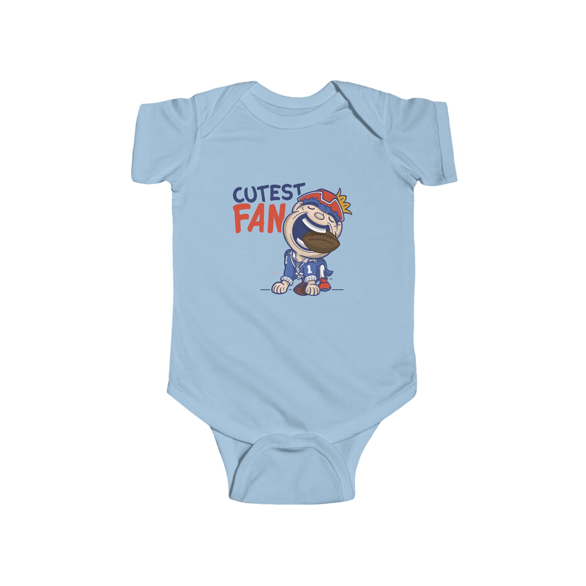 New England Football Newborn & Infant Lil' Pat 'Cutest Fan' Jersey Bodysuit | Hand-Drawn Art | Gifts for Newborns
