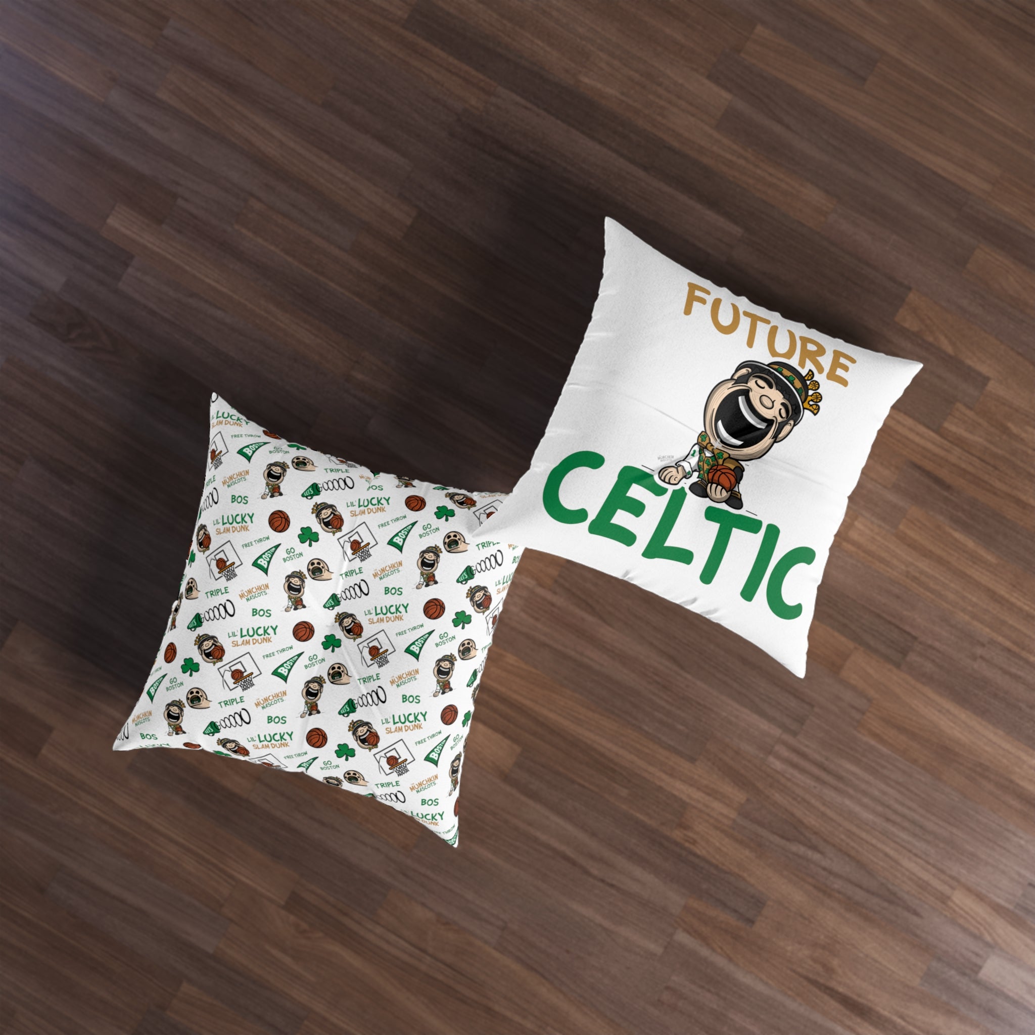 Tufted Floor Pillow, Square - Pattern + Future - Lil' Lucky BOS Basketball