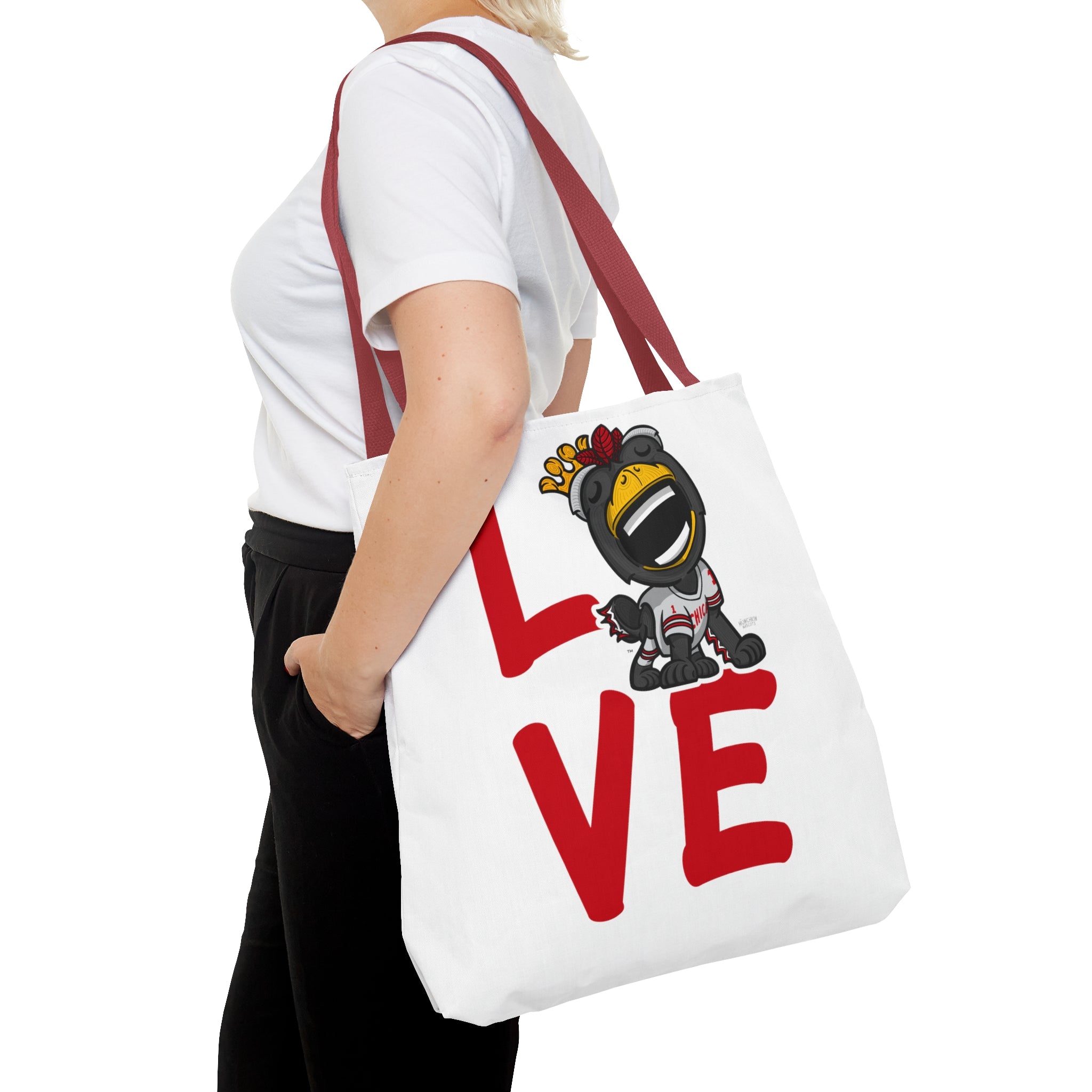 Tote Bag (AOP) - LOVE + Lets Go - Lil' Tommy CHI Hockey