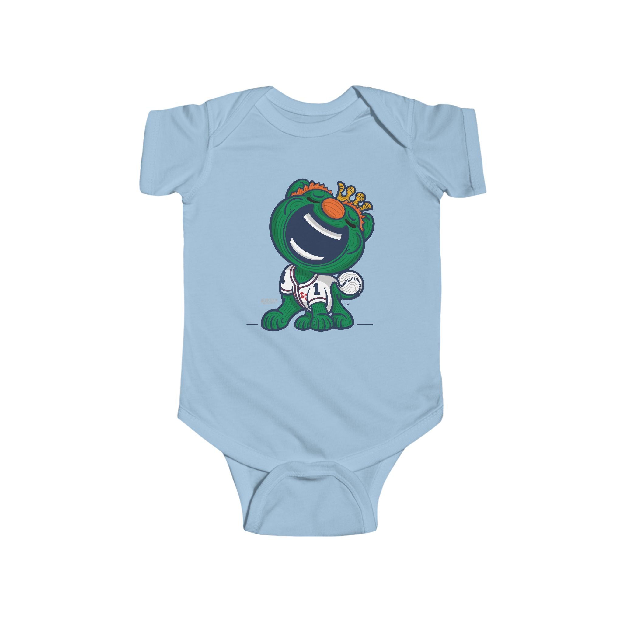 Boston Baseball Newborn & Infant Lil' Wally 'Munchkin Mascot' Jersey Bodysuit | Hand-Drawn Art | Gifts for Newborns