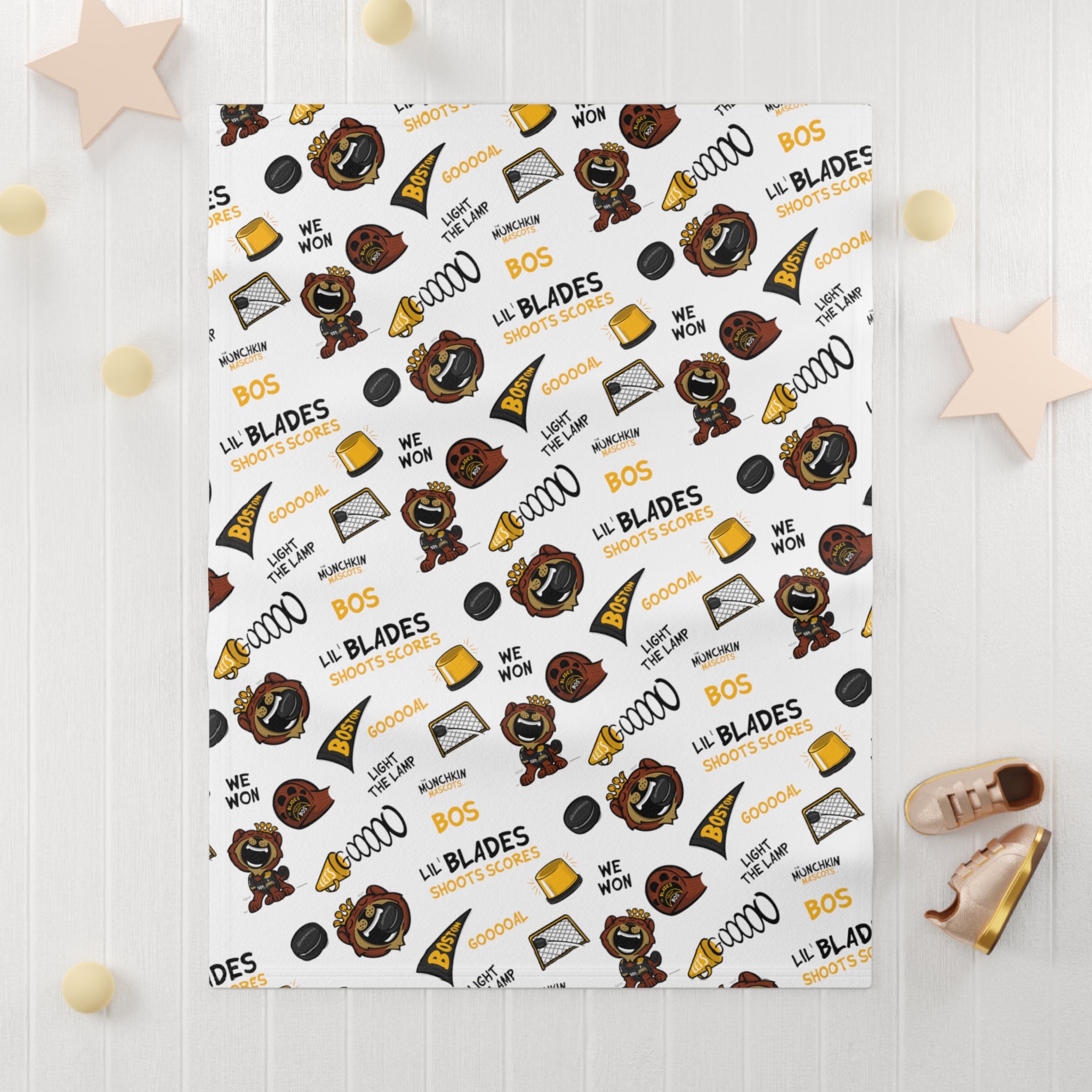 Soft Fleece Baby Blanket - Pattern - Lil' Blades BOS Hockey