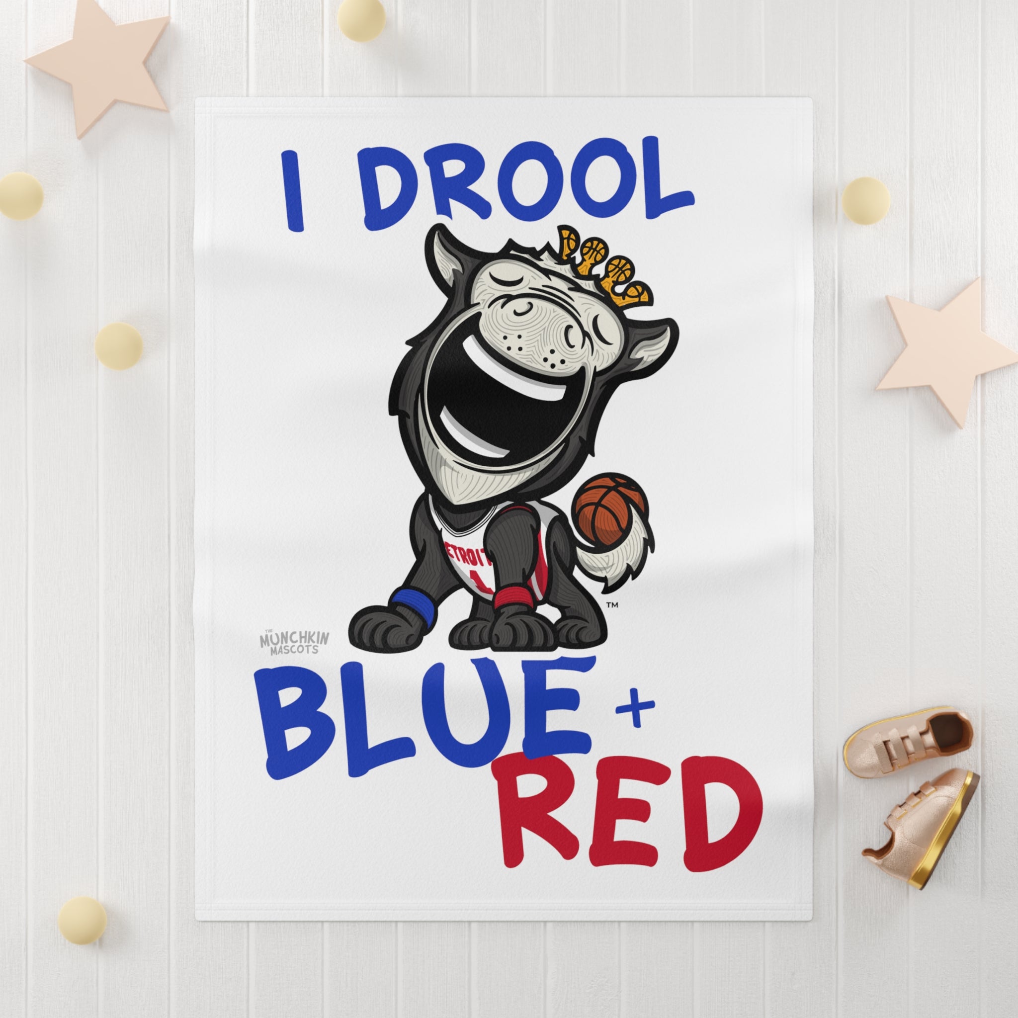 Soft Fleece Baby Blanket - Drool - Lil' Hooper DET Basketball