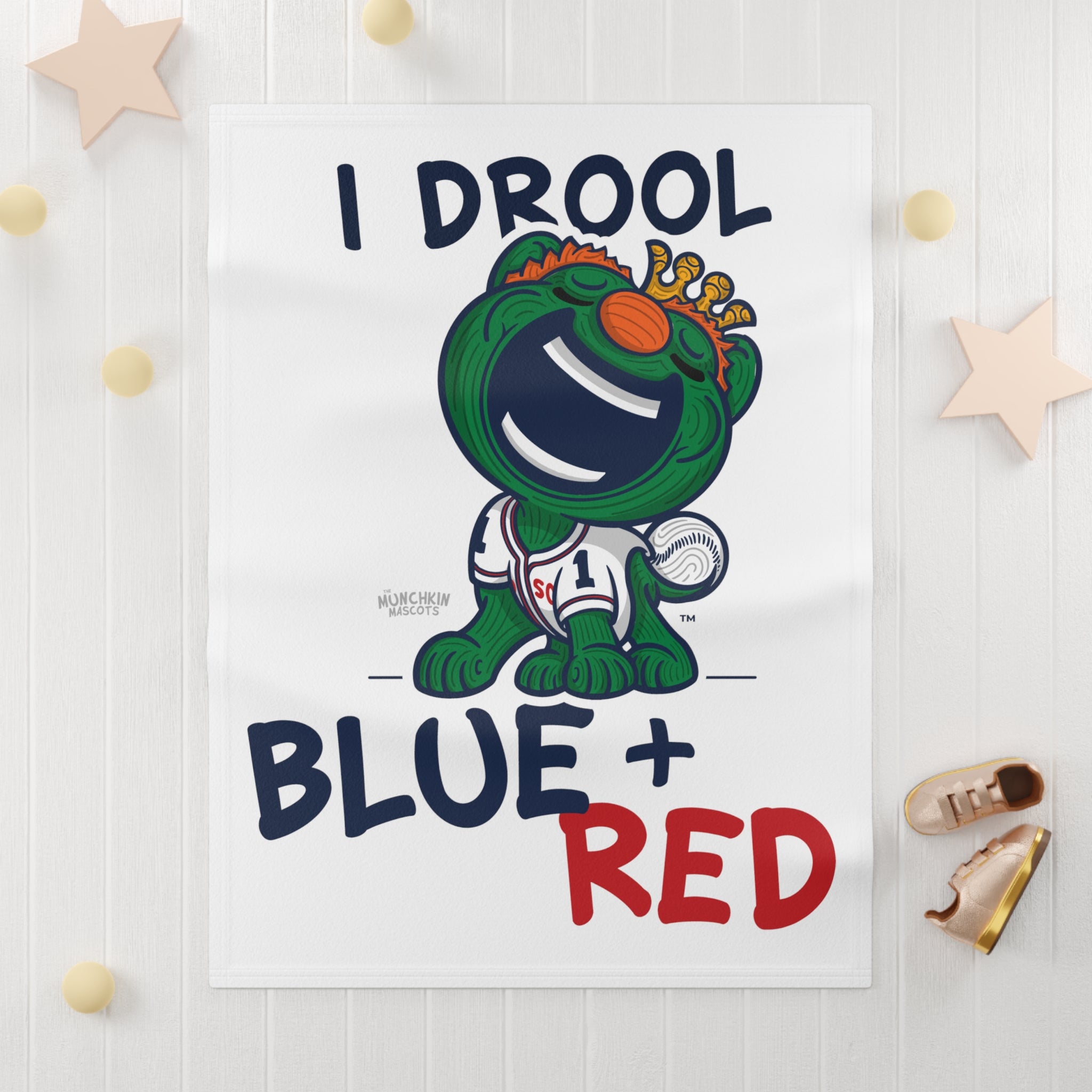 Soft Fleece Baby Blanket - Drool - Lil' Wally BOS Baseball