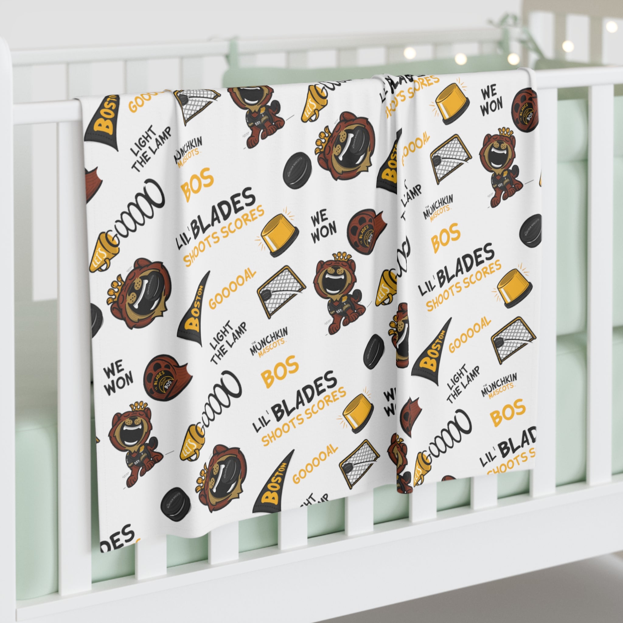 Lil' Blades BOS Hockey Baby Swaddle Blanket