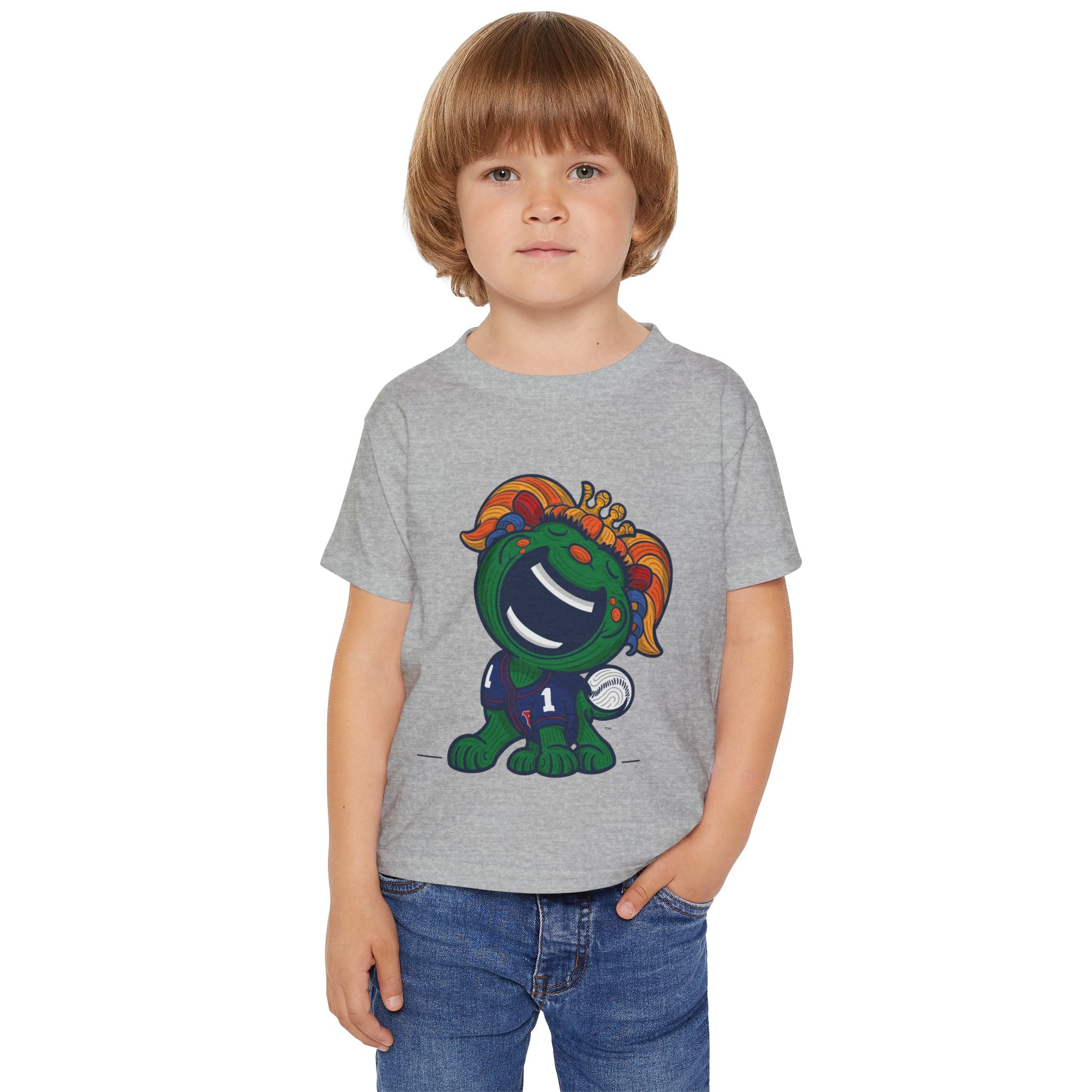 Boston Baseball Toddler Tshirt Lil' Miss Tessie 'Home/Away Mascot' | Hand-Drawn Art | Gifts for Kids