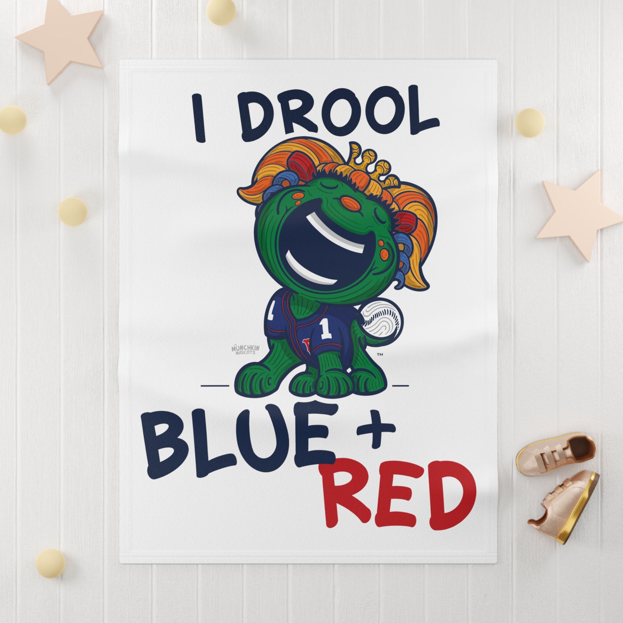 Soft Fleece Baby Blanket - Drool - Lil' Miss Tessie BOS Baseball