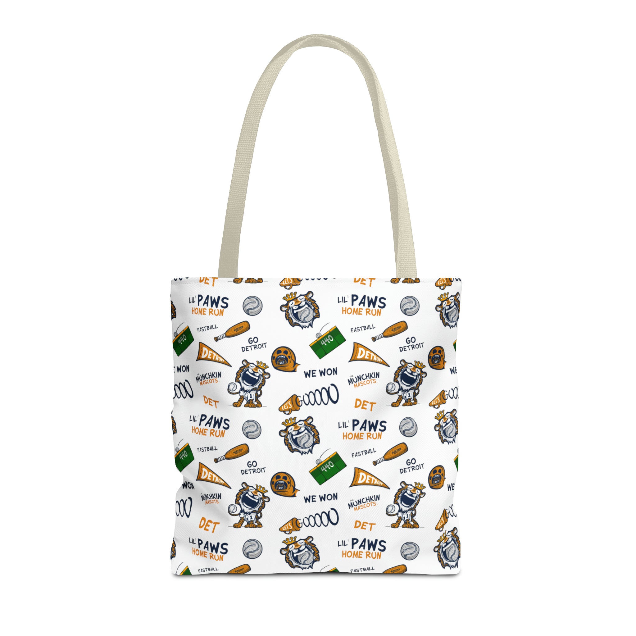 Tote Bag (AOP) - Pattern - Lil' Paws DET Baseball